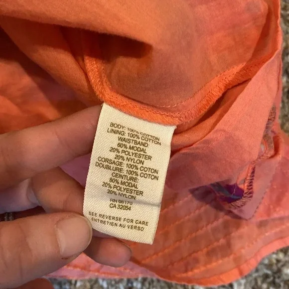 Free People Skirt Floral Elastic Waist Small Coral Navy - Picture 4 of 5